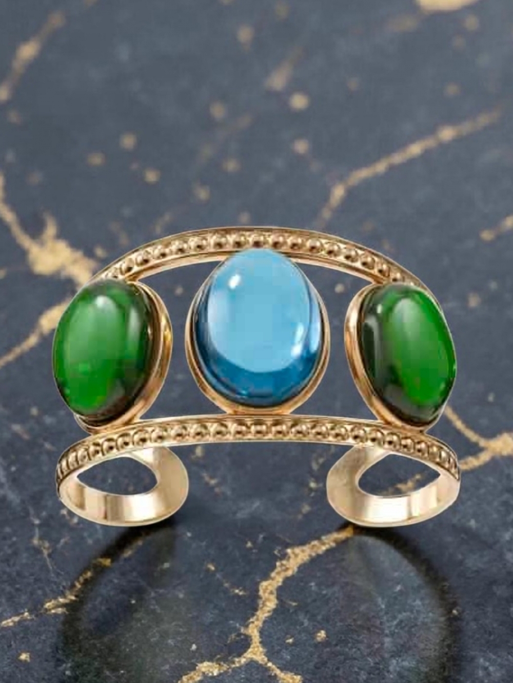 Temple St. Clair GP Cuff Bracelet With Blue & Green Cubic Zirconia Stones